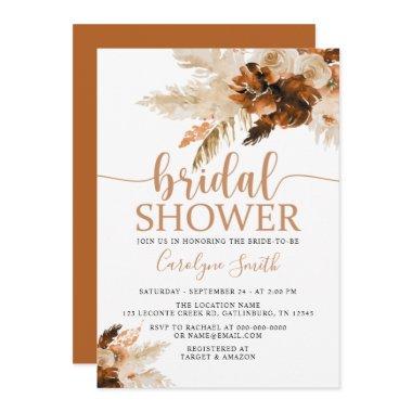 Pampas Grass Bohemian Boho Bridal Shower Invitatio Invitations