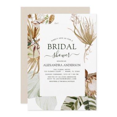 Pampas Grass Bohemian Boho Tropical Bridal Shower Invitations