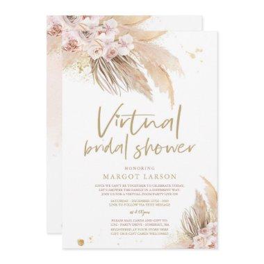 Pampas Grass Bohemian Virtual Zoom Bridal Shower Invitations