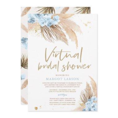 Pampas Grass Bohemian Virtual Zoom Bridal Shower Invitations