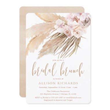 Pampas grass boho bohemian desert bridal brunch Invitations