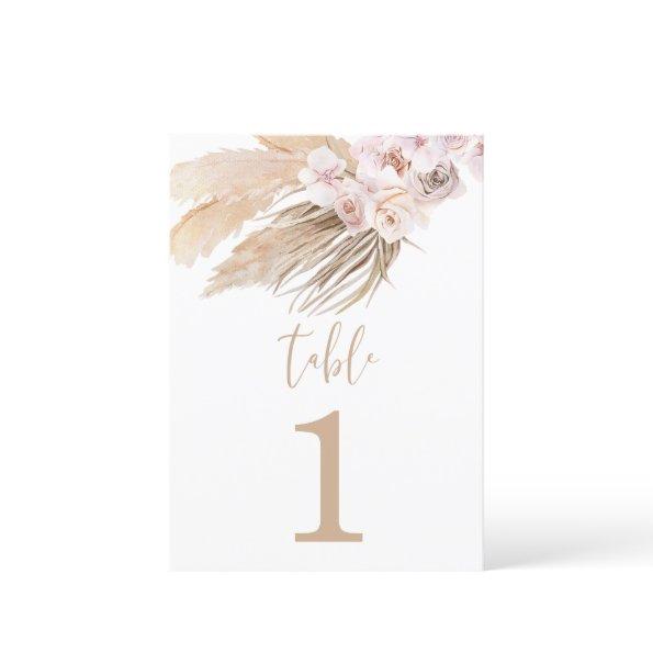 Pampas grass boho bohemian desert table numbers