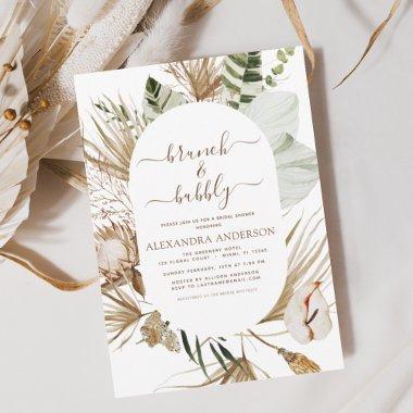 Pampas Grass Boho Brunch & Bubbly Bridal Shower In Invitations