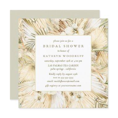 Pampas Grass Boho Floral Bridal Shower Square Invitations