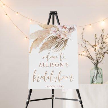 Pampas grass boho theme bridal shower welcome sign