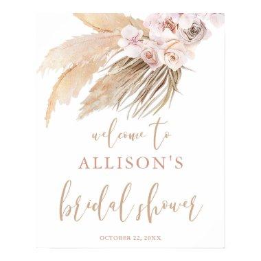 Pampas grass boho theme bridal shower welcome sign