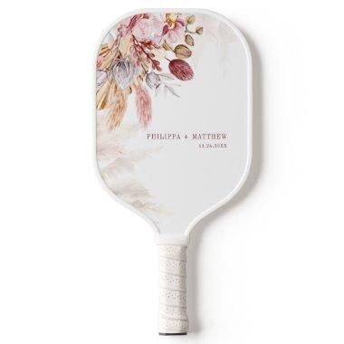 Pampas Grass Boho Wedding Party Custom Pickleball Paddle