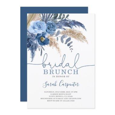 Pampas Grass Bridal Shower blue floral Invitations