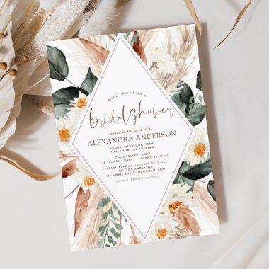 Pampas Grass Bridal Shower Boho Eucalyptus Invita Invitations