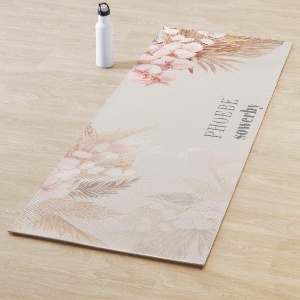 Pampas Grass  Floral Terracotta Yoga Mat