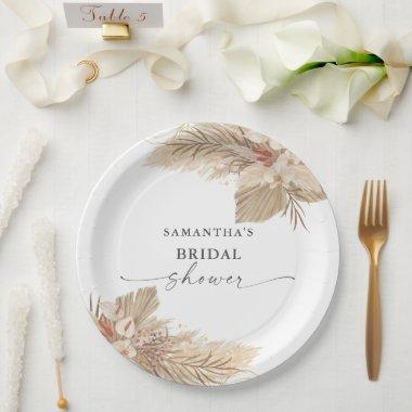 Pampas Grass Dried Palm Bridal Shower Paper Plates