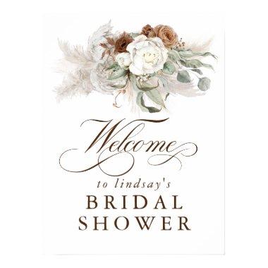 Pampas Grass Floral Boho Bridal Shower Welcome Poster