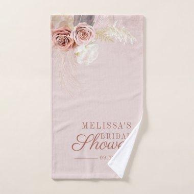 Pampas Grass Floral Script Bridal Shower Hand Towel