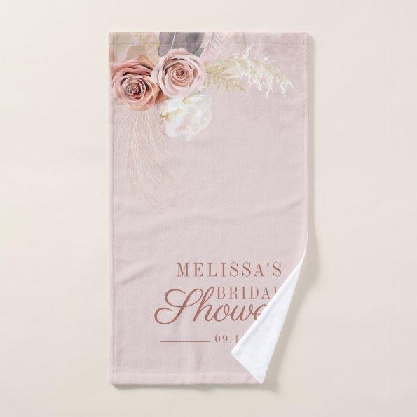Pampas Grass Floral Script  Hand Towel