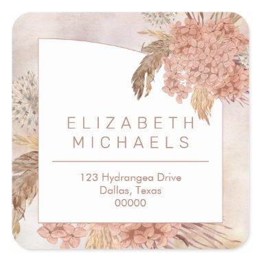 Pampas Grass | Hydrangeas Return Address Square St Square Sticker