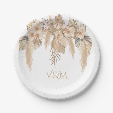 Pampas Grass Orchids Topical Boho Paper Plates