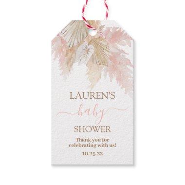 Pampas Grass pink baby shower gift tags