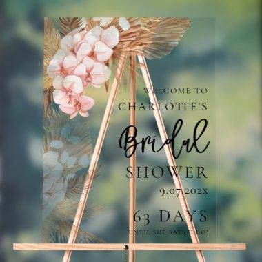 Pampas Grass Pink Floral  Welcome Acrylic Sign