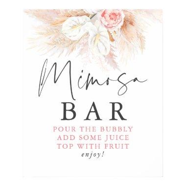 Pampas Grass Pink Floral Mimosa Bar Sign