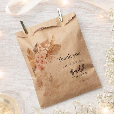 Pampas Grass Pink Floral Thank You  Favor Bag