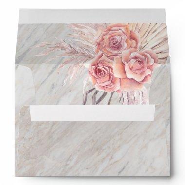 Pampas Grass | Pink Rose Blooms | Pink Marble Enve Envelope