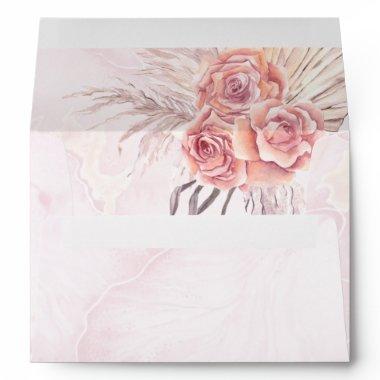 Pampas Grass | Pink Rose Blooms | Pink Marble Envelope