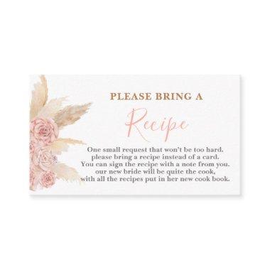 Pampas Grass PinkBridal Shower Recipe Invitations Request