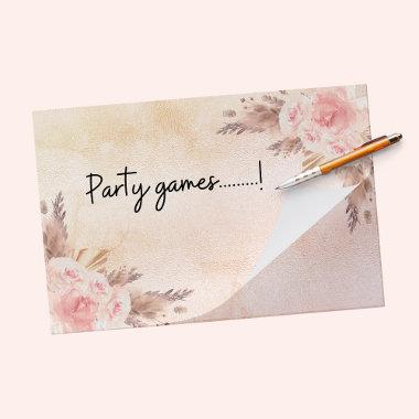 Pampas grass rose gold flowers party games paper pad