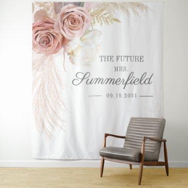 Pampas Grass Tan Bridal Shower Photobooth Tapestry