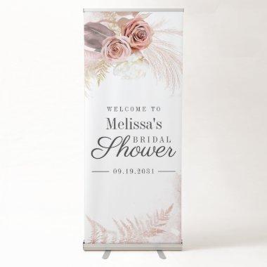 Pampas Grass Tan Bridal Shower Welcome Retractable Banner