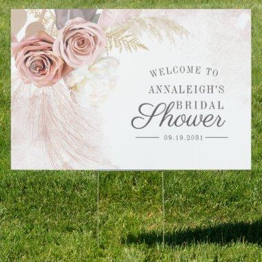 Pampas Grass Tan Bridal Shower Welcome Sign