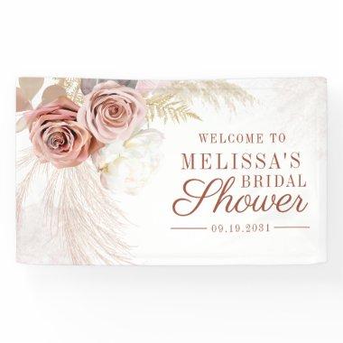 Pampas Grass Tan Script Bridal Shower Welcome Banner