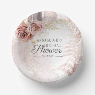 Pampas Grass Terracotta Boho Tan Bridal Shower Paper Bowls