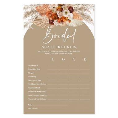 Pampas grass terracotta bridal Scattergories game