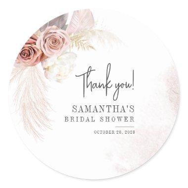 Pampas Grass Terracotta Bridal Shower Classic Round Sticker