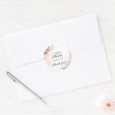 Pampas Grass Terracotta  Classic Round Sticker