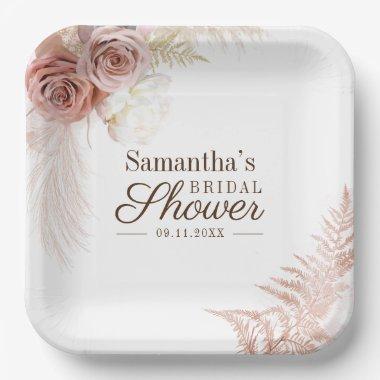 Pampas Grass Terracotta Bridal Shower Paper Plates