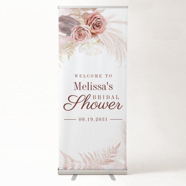 Pampas Grass Terracotta Bridal Shower Welcome Retractable Banner