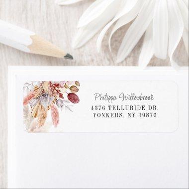 Pampas Grass Terracotta Dried Palm Return Address Label