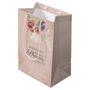 Pampas Grass Terracotta Floral Bridal Shower Medium Gift Bag
