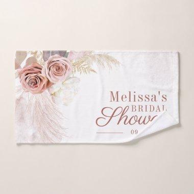 Pampas Grass Terracotta Script Bridal Shower Hand Towel