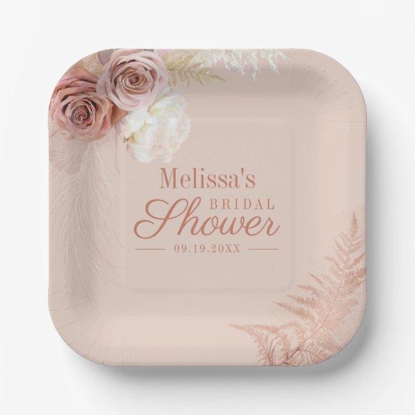 Pampas Grass Terracotta Script  Paper Plates