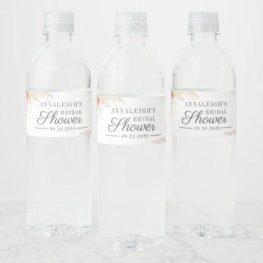 Pampas Grass Terracotta Script Bridal Shower Water Bottle Label