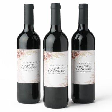 Pampas Grass Terracotta Script  Wine Label