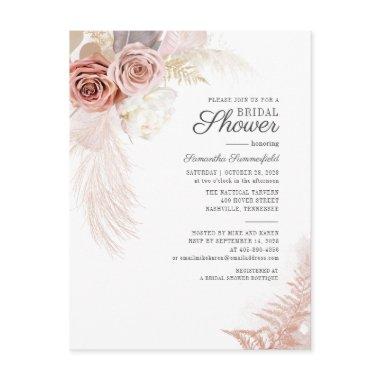 Pampas Grass Terracotta Tan Leaves Bridal Shower Invitation PostInvitations