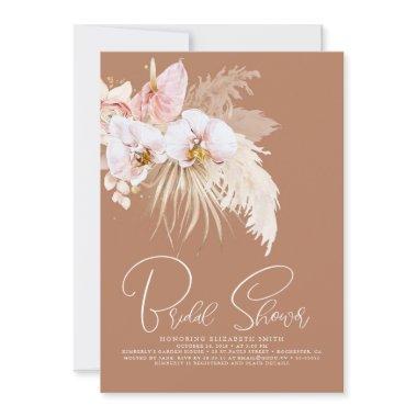 Pampas Grass Tropical Floral Boho Bridal Shower Invitations