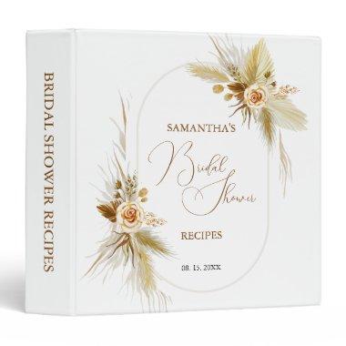 Pampas grass watercolor boho elegant Bridal Shower 3 Ring Binder