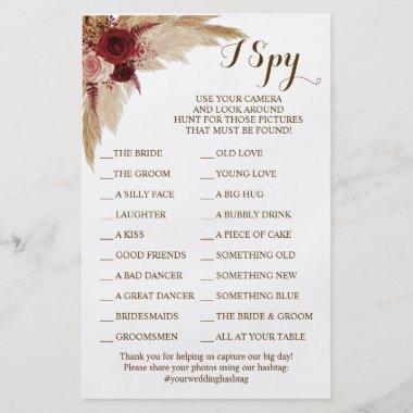 Pampas Grass Wedding Reception I Spy Game Invitations Flyer