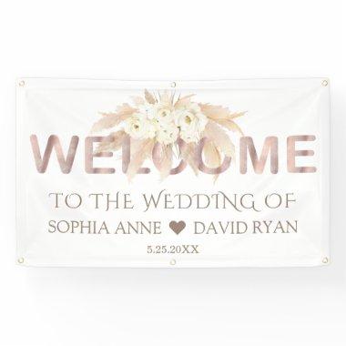 Pampas Grass White Flowers Wedding Welcome Sign