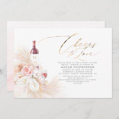 Pampas Grass Wine Tasting Bridal Shower Invitations